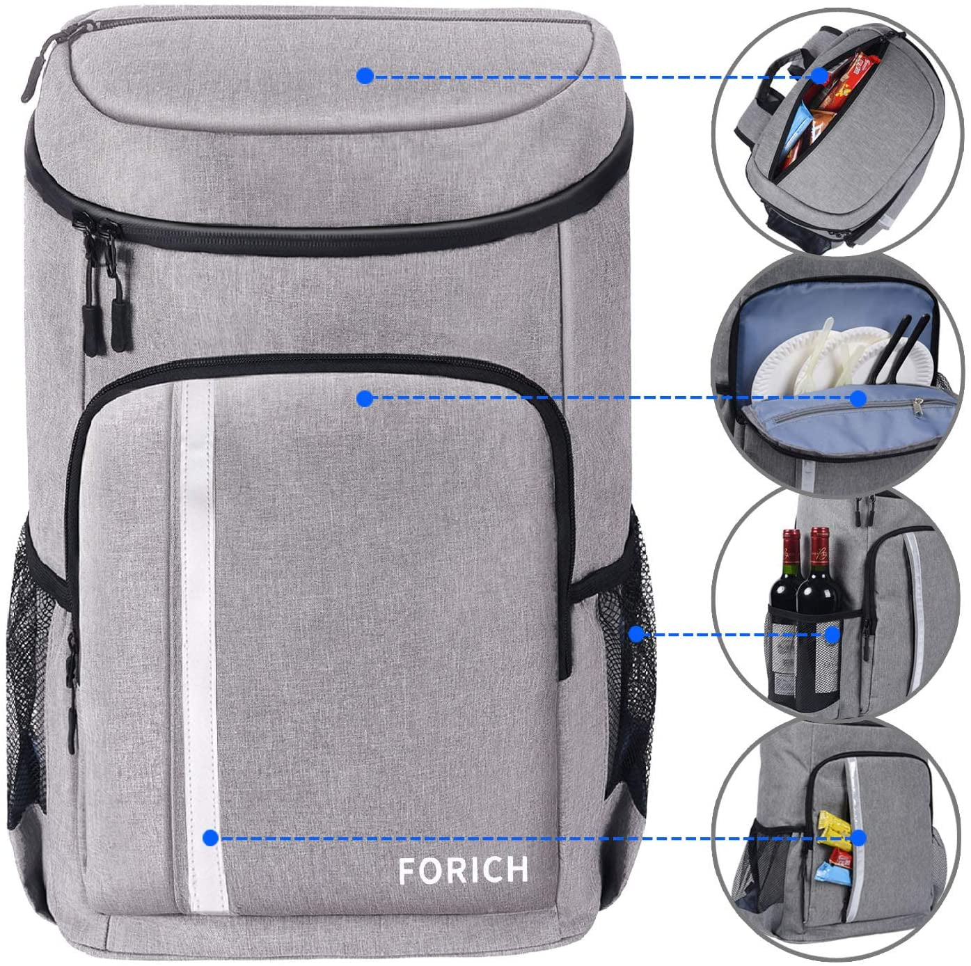 Insulated Waterproof Backpack Cooler Bag - Lightweight Leakproof Design for Work, Lunch, Picnics, Camping, and Hiking - Holds 30 Cans