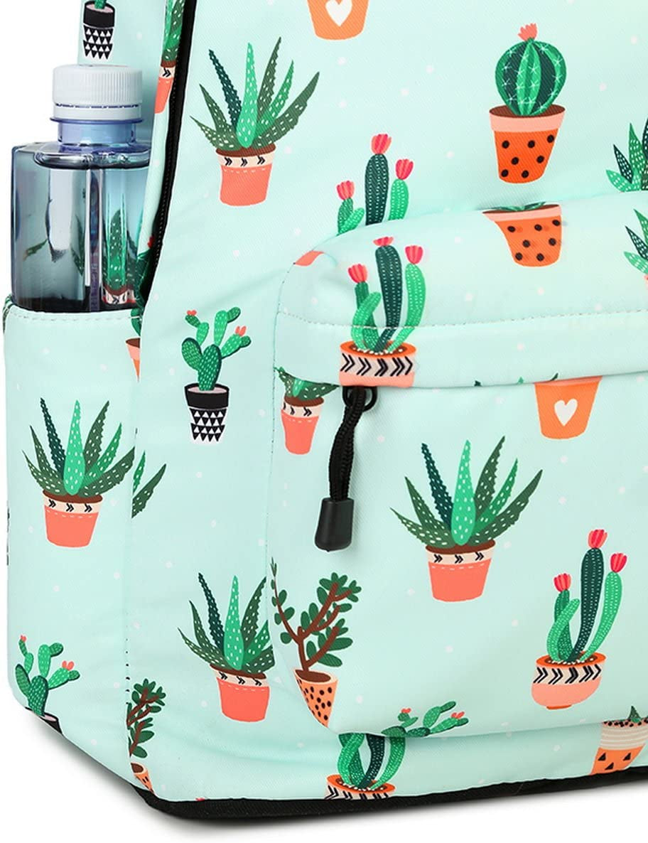 Cactus-Themed Leisure Backpack for Teenage Girls and Women