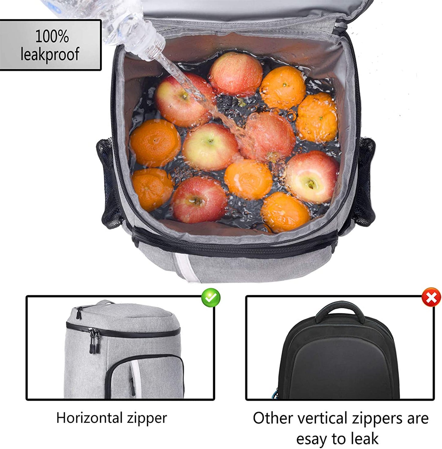 Insulated Waterproof Backpack Cooler Bag - Lightweight Leakproof Design for Work, Lunch, Picnics, Camping, and Hiking - Holds 30 Cans