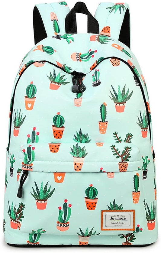 Cactus-Themed Leisure Backpack for Teenage Girls and Women