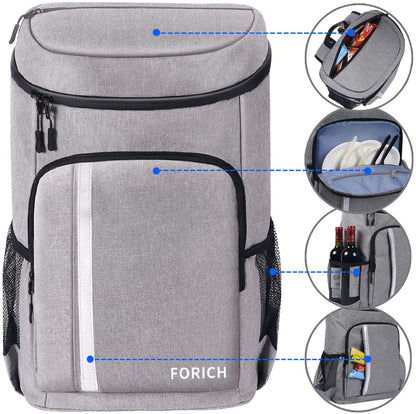 Insulated Waterproof Backpack Cooler Bag - Lightweight Leakproof Design for Work, Lunch, Picnics, Camping, and Hiking - Holds 30 Cans